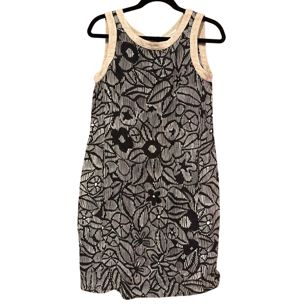 Le Tricot Perugia linen tank dress natural tan & black Italy‎ US 8